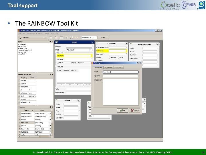 Tool support • The RAINBOW Tool Kit • Written in Java, using different libraries:
