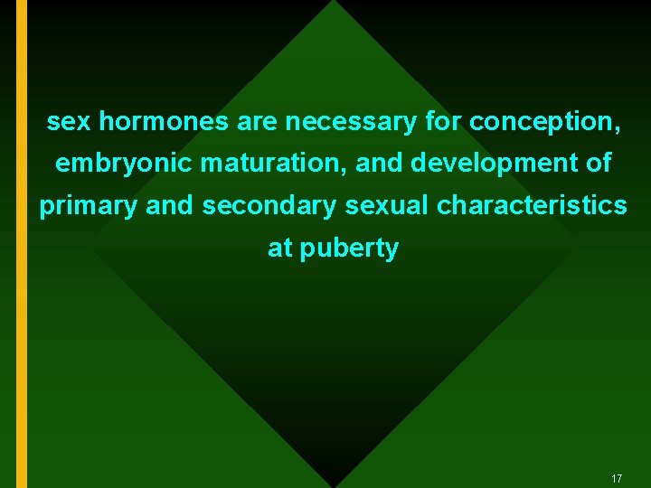 sex hormones are necessary for conception, embryonic maturation, and development of primary and secondary