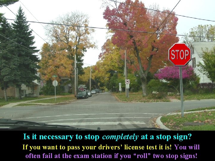 Is it necessary to stop completely at a stop sign? If you want to