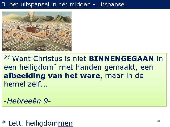 3. het uitspansel in het midden - uitspansel Want Christus is niet BINNENGEGAAN in