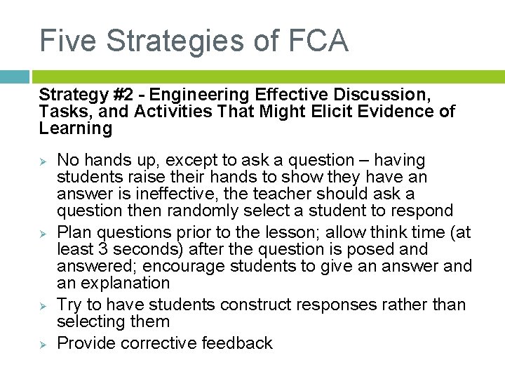 Five Strategies of FCA Strategy #2 - Engineering Effective Discussion, Tasks, and Activities That