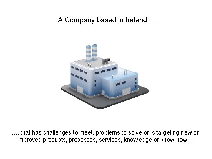 A Company based in Ireland. . . …. that has challenges to meet, problems