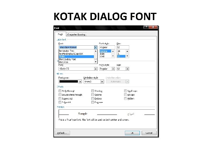 KOTAK DIALOG FONT 