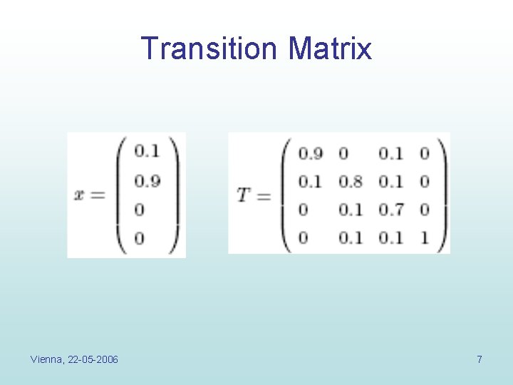 Transition Matrix Vienna, 22 -05 -2006 7 Transition Matrix Vienna, 22 -05 -2006 7