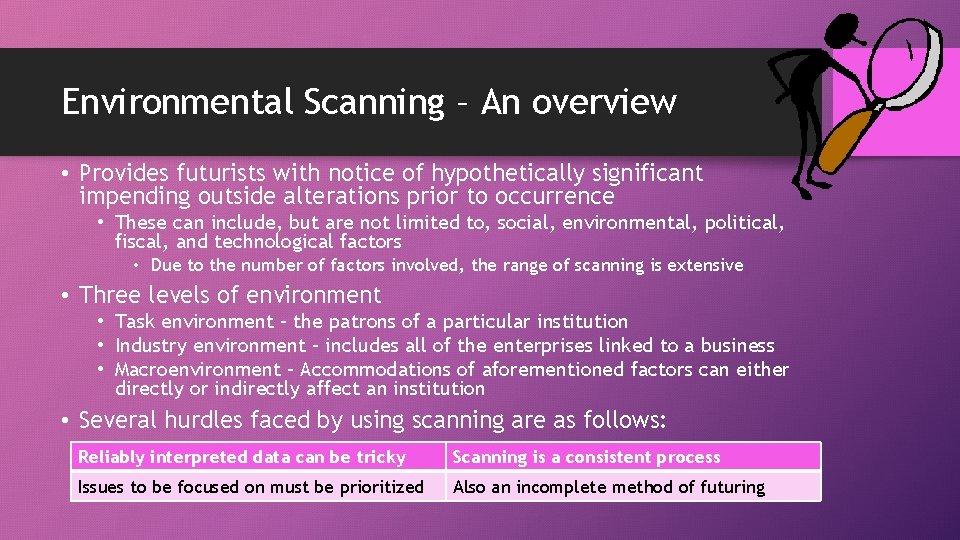 Environmental Scanning – An overview • Provides futurists with notice of hypothetically significant impending Environmental Scanning – An overview • Provides futurists with notice of hypothetically significant impending
