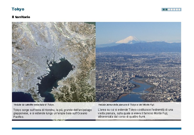 Tokyo Il territorio Veduta da satellite della baia di Tokyo. Veduta aerea della pianura
