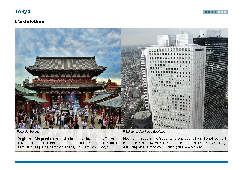 Tokyo L’architettura Il tempio Sensoji. Il Shinju-ku Sumitomo Building. Degli anni Cinquanta sono il