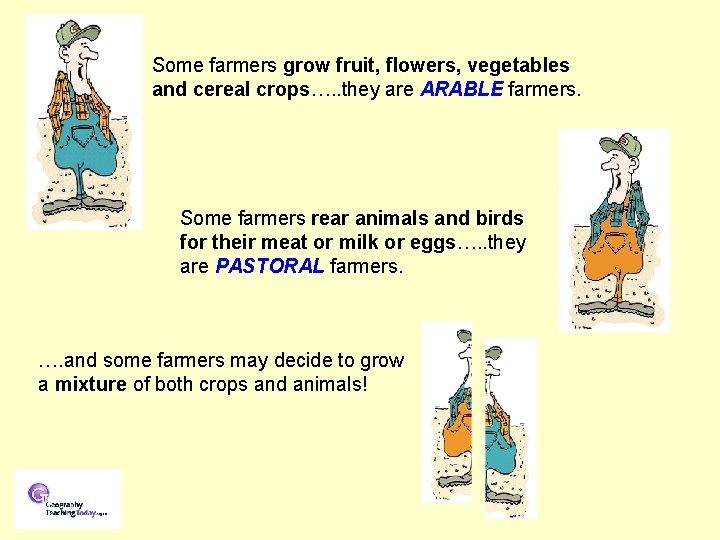 Some farmers grow fruit, flowers, vegetables and cereal crops…. . they are ARABLE farmers.