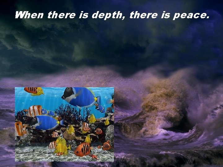When there is depth, there is peace. When there is depth, there is peace.