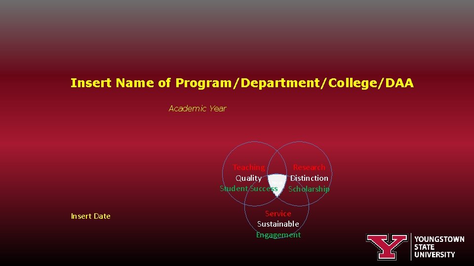 Insert Name of Program/Department/College/DAA Academic Year Teaching Research Quality Focus Distinction Here Scholarship Student