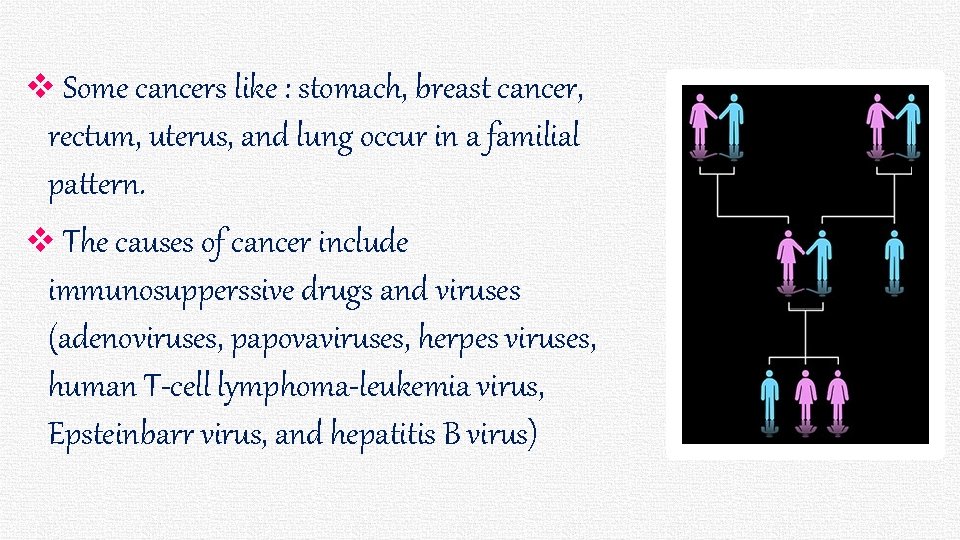 7 v Some cancers like : stomach, breast cancer, rectum, uterus, and lung occur