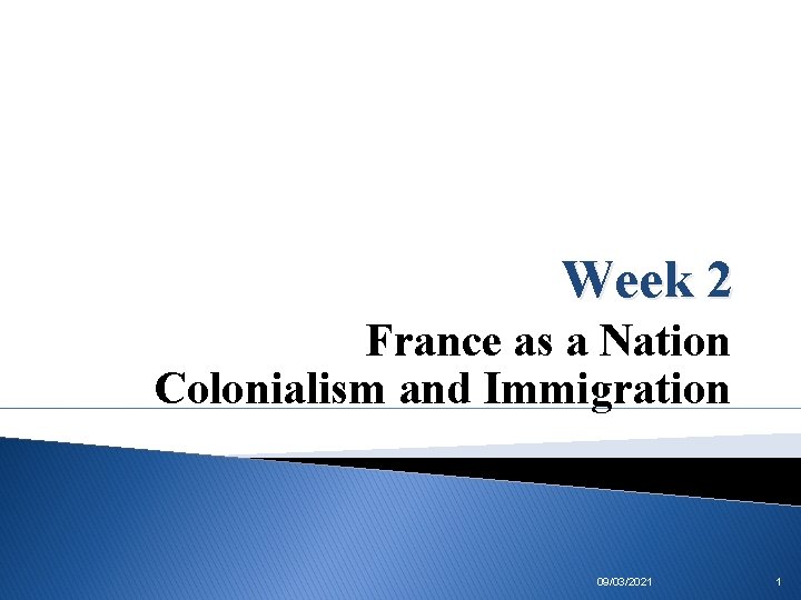 Week 2 France as a Nation Colonialism and Immigration 09/03/2021 1 