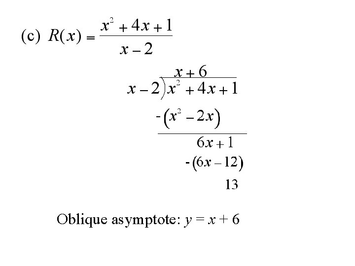 Oblique asymptote: y = x + 6 