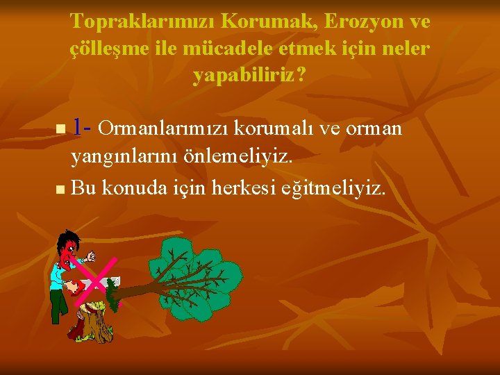 Topraklarımızı Korumak, Erozyon ve çölleşme ile mücadele etmek için neler yapabiliriz? n 1 -