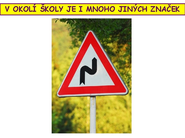 V OKOLÍ ŠKOLY JE I MNOHO JINÝCH ZNAČEK 