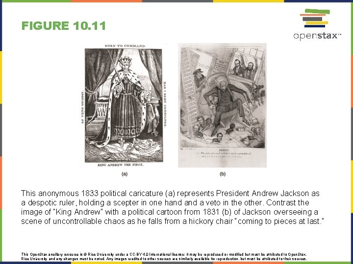 FIGURE 10. 11 This anonymous 1833 political caricature (a) represents President Andrew Jackson as FIGURE 10. 11 This anonymous 1833 political caricature (a) represents President Andrew Jackson as