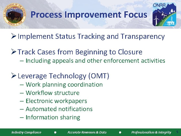 Process Improvement Focus Ø Implement Status Tracking and Transparency Ø Track Cases from Beginning