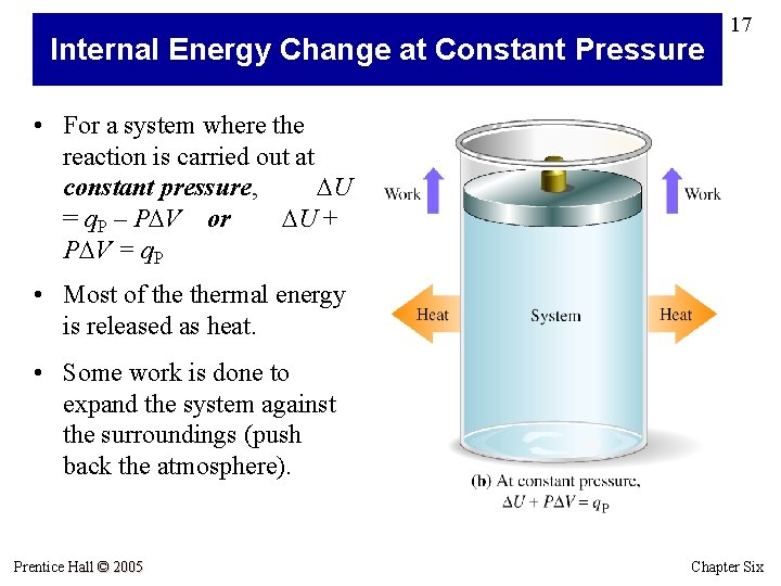 lnternal Energy Change at Constant Pressure 17 • For a system where the reaction