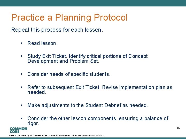 A Story of Units Practice a Planning Protocol Repeat this process for each lesson.