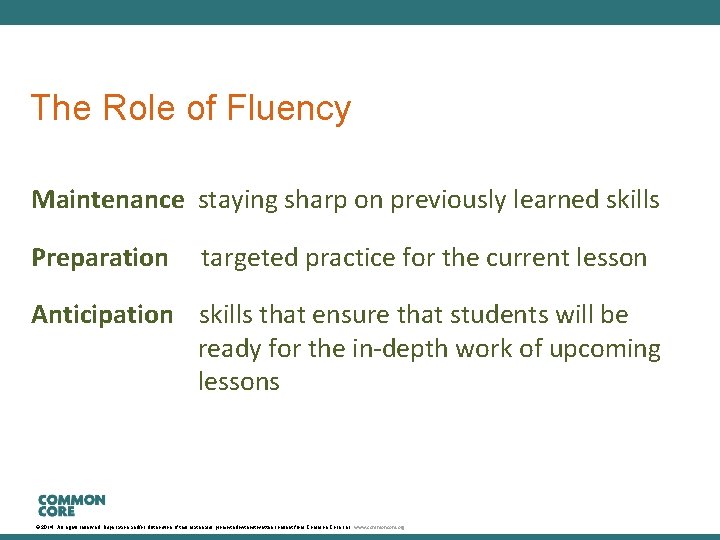 A Story of Units The Role of Fluency Maintenance staying sharp on previously learned