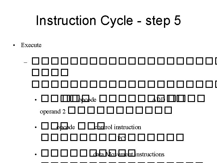 Instruction Cycle - step 5 • Execute – ������������ • ���� opcode ����� ADD
