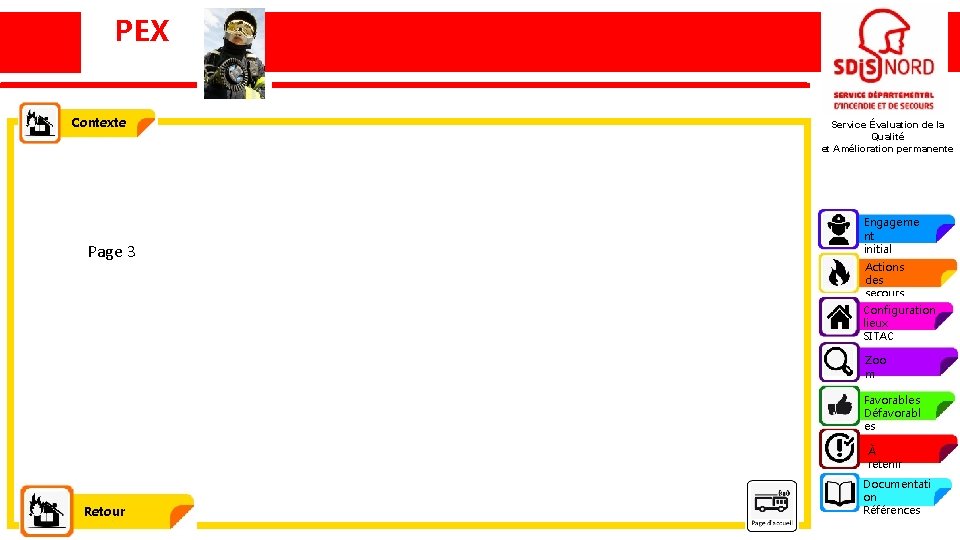 PEX Contexte Page 3 Un sapeur-pompier brûlé lors d’un feu d’appartement Service Évaluation de