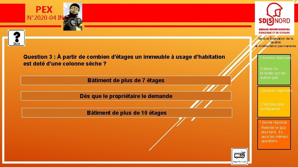 PEX N° 2020 -04 INC Un sapeur-pompier brûlé lors d’un feu d’appartement Service Évaluation