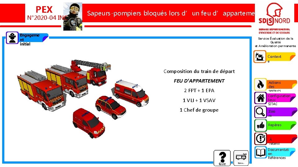 PEX N° 2020 -04 INC Un sapeur-pompierbloqués brûlé lors feufeu d’appartement Sapeurs-pompiers lorsd’un d’appartement