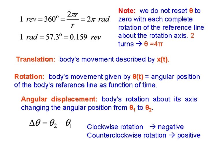 Note: we do not reset θ to zero with each complete rotation of the