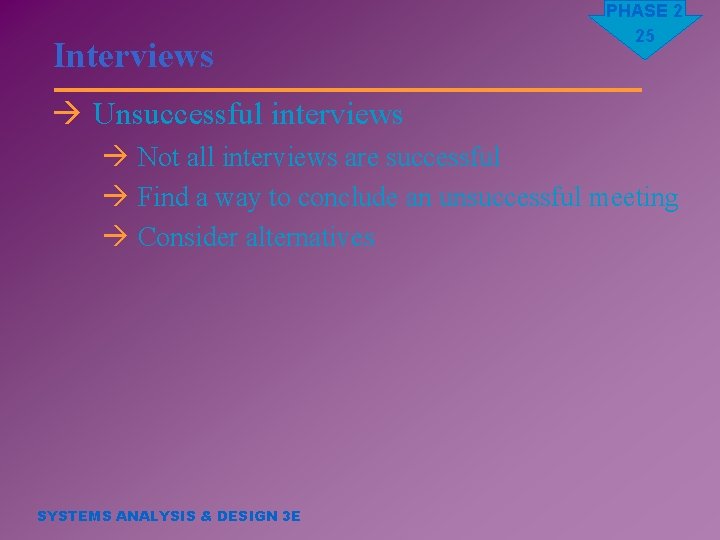 Interviews PHASE 2 25 à Unsuccessful interviews à Not all interviews are successful à