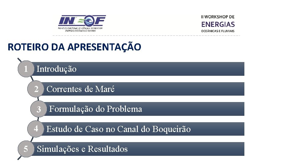 ROTEIRO DA APRESENTAÇÃO 1 Introdução 2 Correntes de Maré 3 Formulação do Problema 4