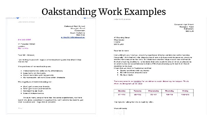 Oakstanding Work Examples 