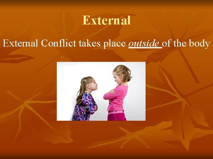 External Conflict takes place outside of the body 