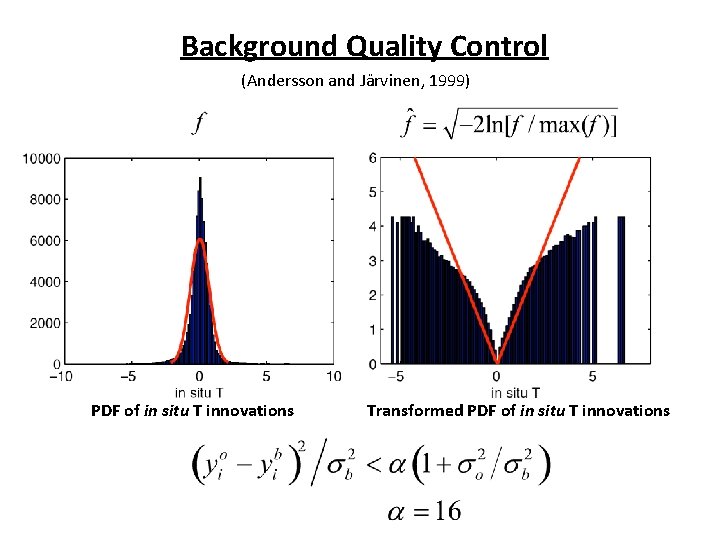 Background Quality Control (Andersson and Järvinen, 1999) PDF of in situ T innovations Transformed