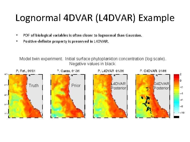 Lognormal 4 DVAR (L 4 DVAR) Example • • PDF of biological variables is