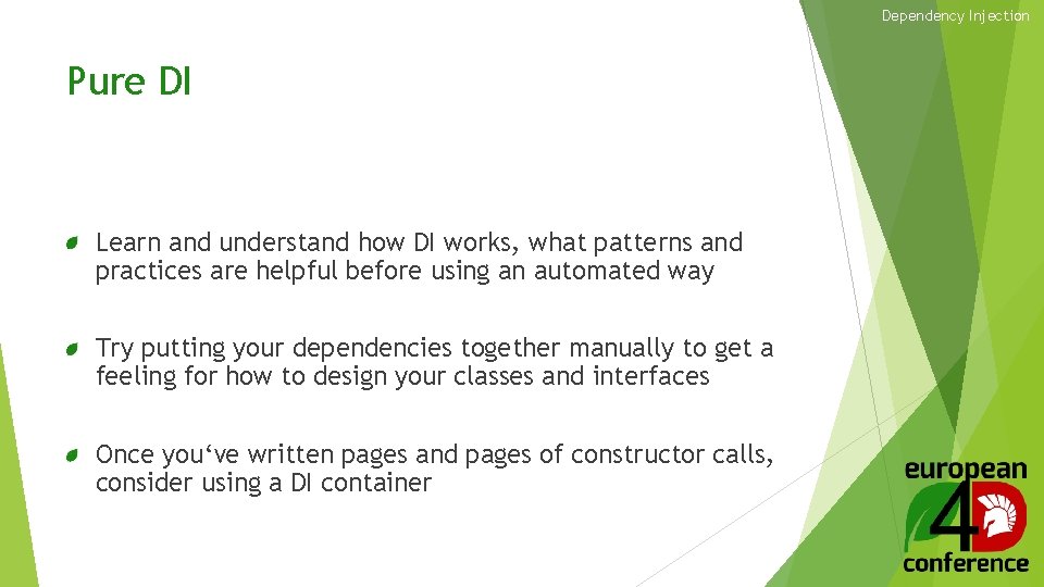 Dependency Injection Pure DI Learn and understand how DI works, what patterns and practices