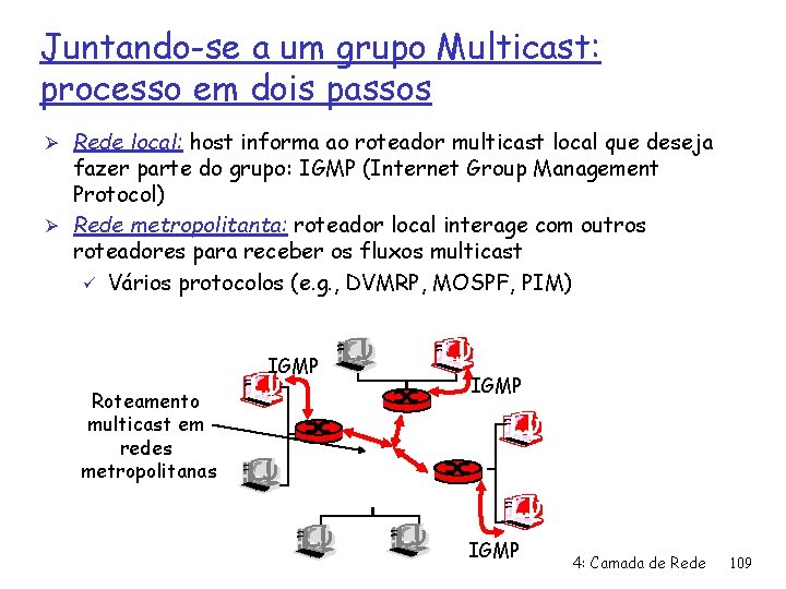 Juntando-se a um grupo Multicast: processo em dois passos Ø Rede local: host informa