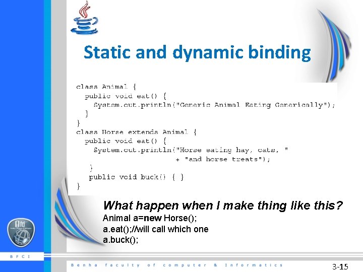 Static and dynamic binding What happen when I make thing like this? Animal a=new