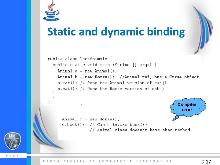 Static and dynamic binding Compiler error 3 -17 