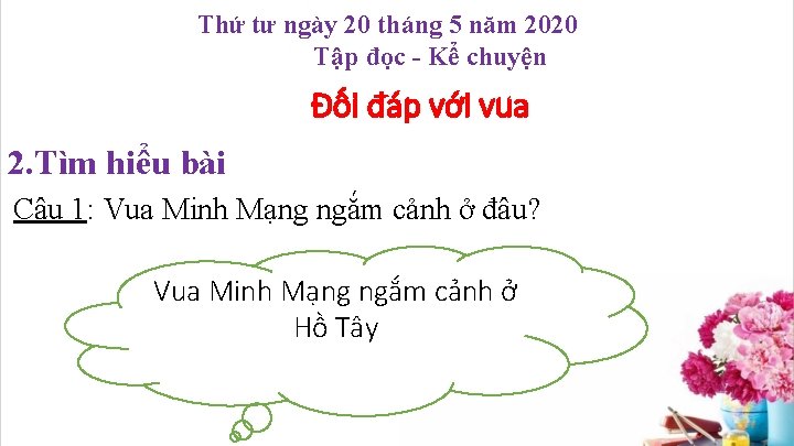 Thứ tư ngày 20 tháng 5 năm 2020 Tập đọc - Kể chuyện Đối