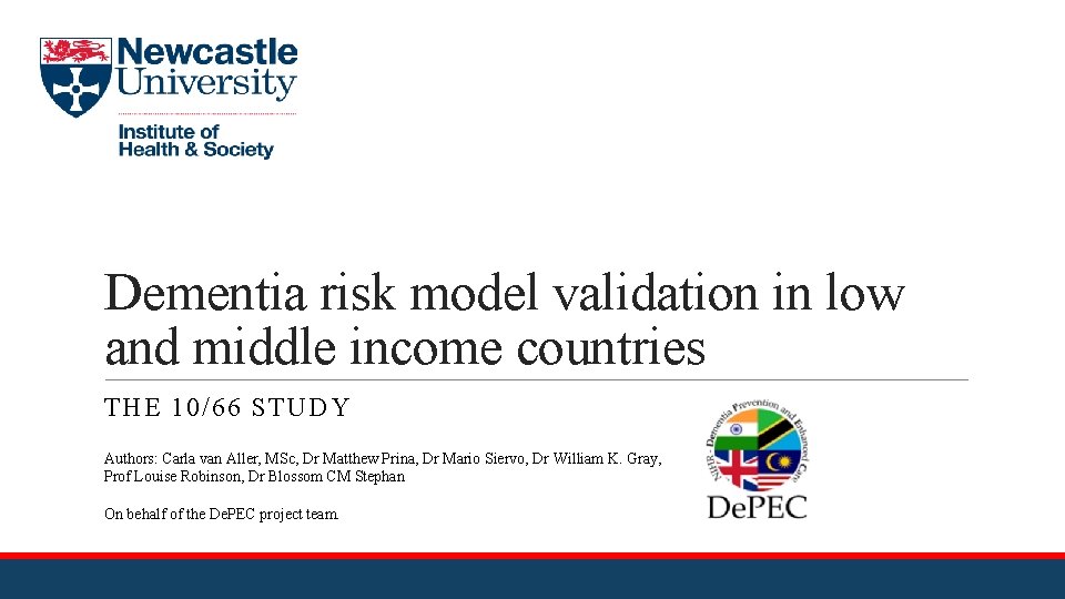 Dementia risk model validation in low and middle