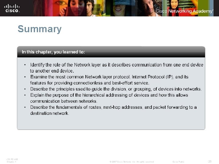 Summary ITE PC v 4. 0 Chapter 1 © 2007 Cisco Systems, Inc. All