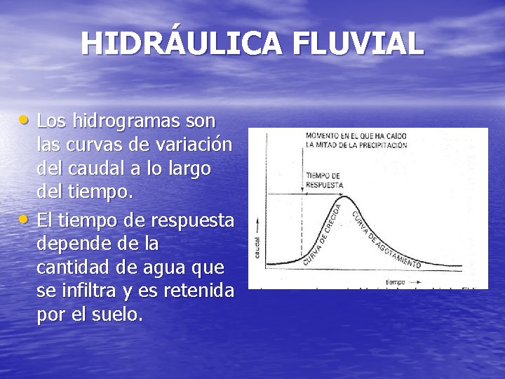 HIDRÁULICA FLUVIAL • Los hidrogramas son • las curvas de variación del caudal a