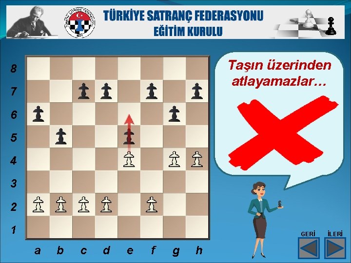 Taşın üzerinden atlayamazlar… 8 7 6 5 4 3 2 1 GERİ a b