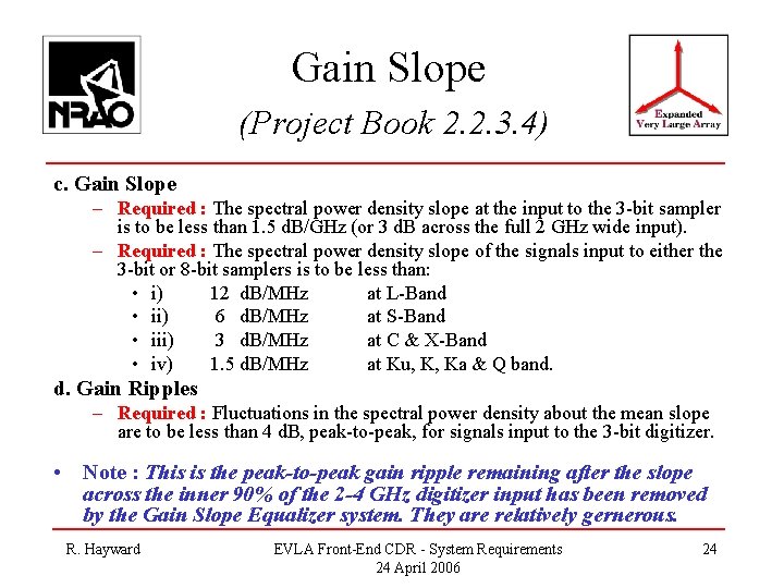 Gain Slope (Project Book 2. 2. 3. 4) c. Gain Slope – Required :