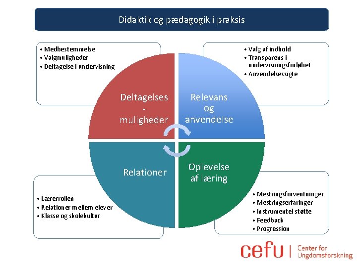 Didaktik og pædagogik i praksis • Medbestemmelse • Valgmuligheder • Deltagelse i undervisning •