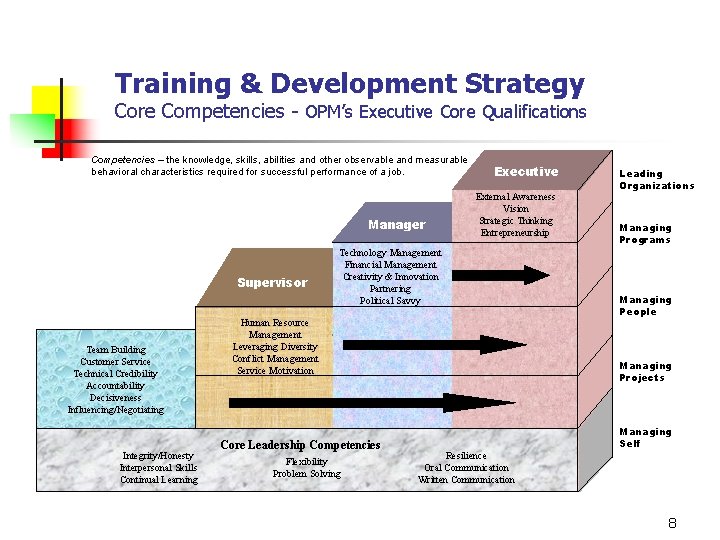 Training & Development Strategy Core Competencies - OPM’s Executive Core Qualifications Competencies – the