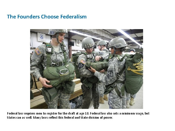 The Founders Choose Federalism Federal law requires men to register for the draft at