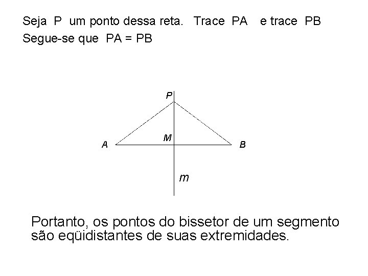 Seja P um ponto dessa reta. Trace PA e trace PB Segue-se que PA