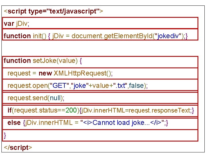 <script type="text/javascript"> var j. Div; function init() { j. Div = document. get. Element.